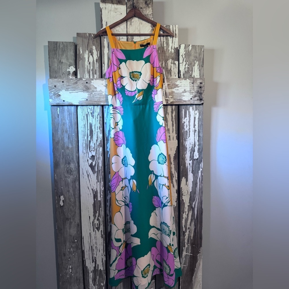 Maggy London Floral Mimosa Dress Size 0 NWT Floral Maxi Dress in Green and Pink - Picture 2 of 9